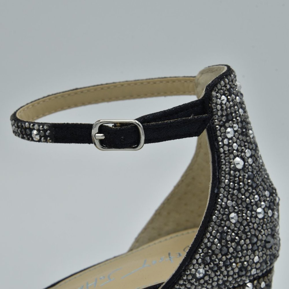 Betsey Johnson Mari Block Heel Sandals, Black, Rhinestones, Women's Size 6 Wide - Picture 5 of 13